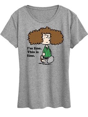 Peanuts Peppermint Patty Graphic Tee Shirt I’m Fine This is Fine Size L NWT